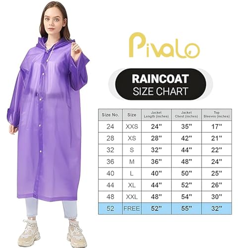 Pivalo EVA Waterproof Rain Coat Hooded Universal Outdoor Water Resistant Portable Suit for Men Women Boys & Girls (Universal Size,1 Pc Purple) - Image 2