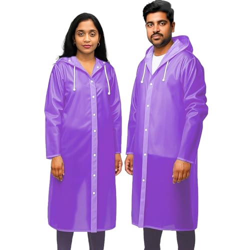 Pivalo EVA Waterproof Rain Coat Hooded Universal Outdoor Water Resistant Portable Suit for Men Women Boys & Girls (Universal Size,1 Pc Purple) - Image 1