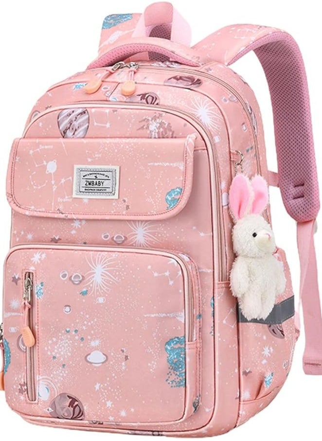 School Bags for Girls, Backpack for Kids Girls, School Bookbag for Elementary, Lightweight Single School Bag for Students, Pink 