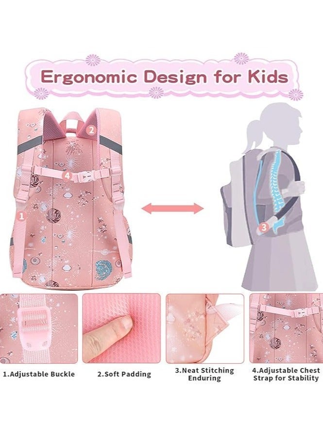 ZMBABY School Bag for Girls, School Backpack for Girls, School Bag Large Capacity Durable for Students(Pink) - Image 3