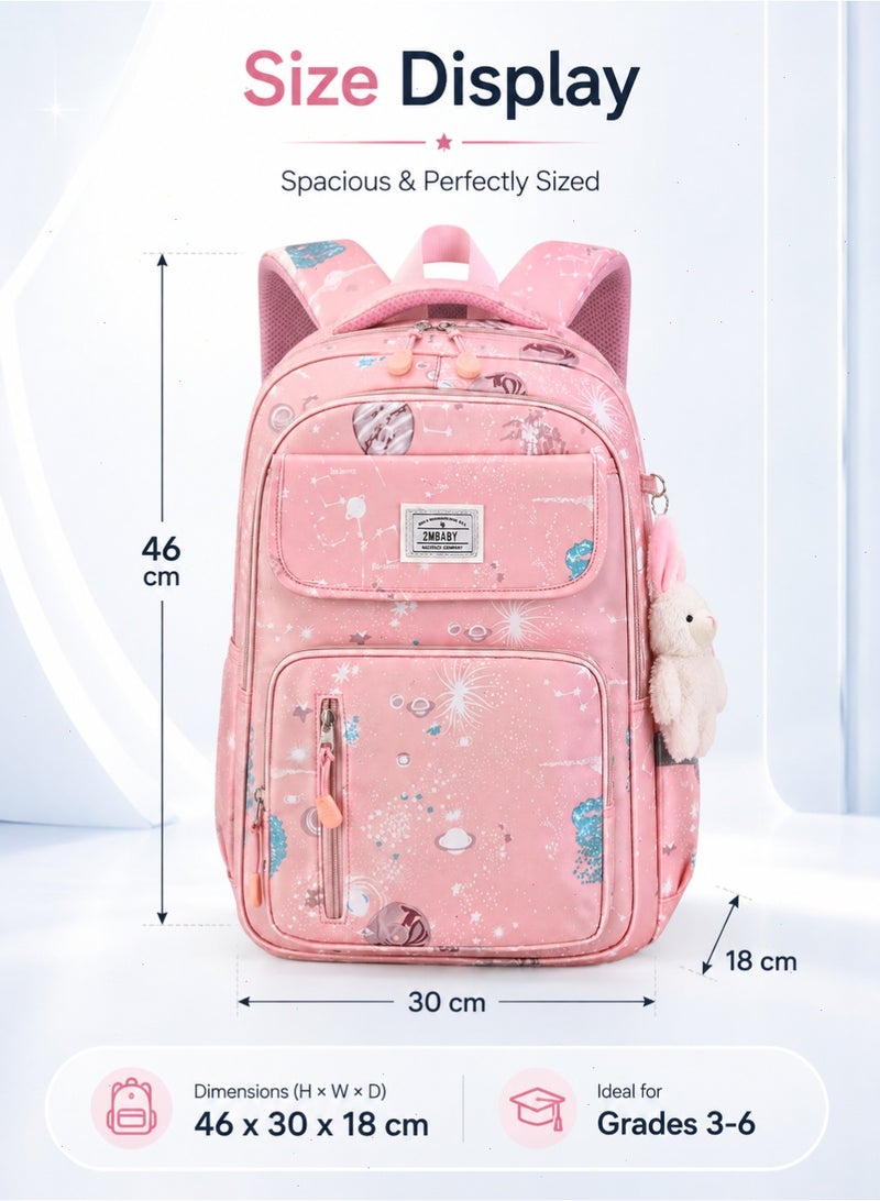 ZMBABY School Bag for Girls, School Backpack for Girls, School Bag Large Capacity Durable for Students(Pink) - Image 2