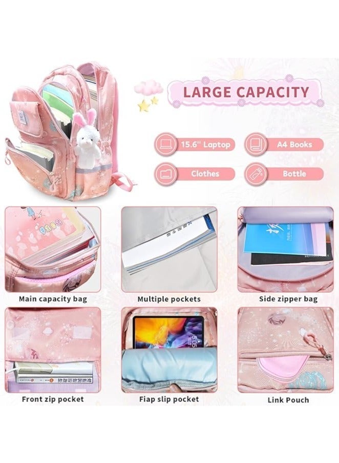 ZMBABY School Bag for Girls, School Backpack for Girls, School Bag Large Capacity Durable for Students(Pink) - Image 4