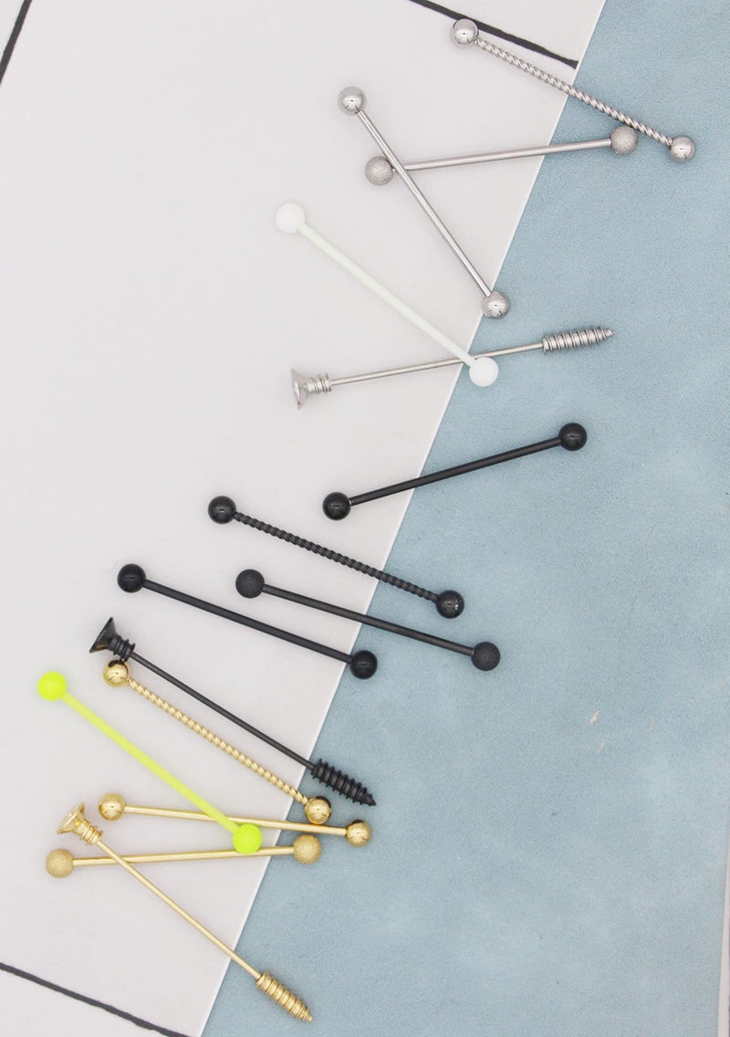 EVELICAL 30Pcs 14G Stainless Steel Industrial Barbell Earrings for Women Men Cartilage Helix Body Piercing Jewelry 38mm 1&1/2 Inch Piercing Bar Style C - Image 3