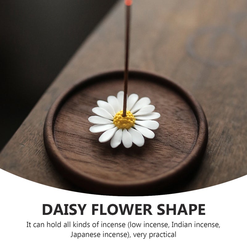 1Pc Ceramic Incense Holder Incense Plate Daisy Flower Incense Holder (White) - Image 5