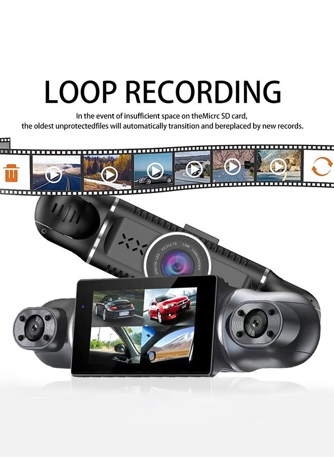 ماركة غير محددة - كاميرا لوحة القيادة، 4 قنوات FHD 1080P، نظام DVR للسيارة بزاوية 360 درجة، واي فاي مدمج ونظام تحديد المواقع العالمي (GPS)، كاميرا لوحة القيادة بعدسة قابلة للتعديل للسيارات مع رؤية ليلية، مستشعر G، وضع ركن السيارة على مدار 24 ساعة (بطاقة 64 جيجابايت متضمنة) - Image 1