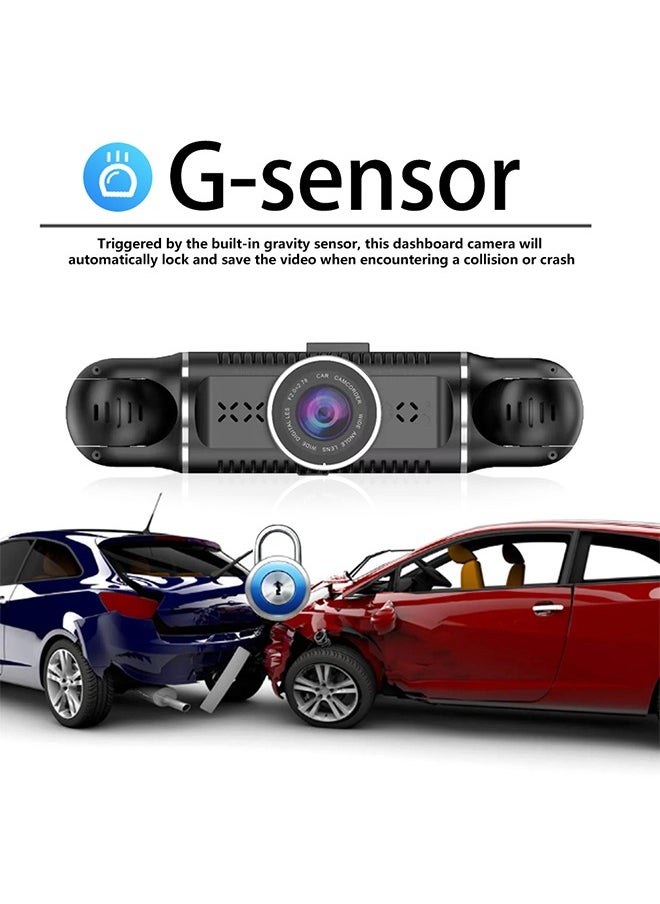 ماركة غير محددة - كاميرا لوحة القيادة، 4 قنوات FHD 1080P، نظام DVR للسيارة بزاوية 360 درجة، واي فاي مدمج ونظام تحديد المواقع العالمي (GPS)، كاميرا لوحة القيادة بعدسة قابلة للتعديل للسيارات مع رؤية ليلية، مستشعر G، وضع ركن السيارة على مدار 24 ساعة (بطاقة 64 جيجابايت متضمنة) - Image 1