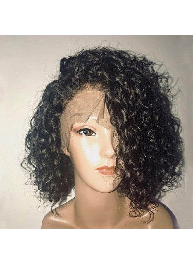 Choshim Hair Bob Short Curly Lace Front Wig Pixie Cut with Baby Hair Remy Human Hair Water Wave Bob Lace Wig Pre Plucked for Black Women 8-14" Natural Color 150% Density (8 Inches, 13x4 Size) - Image 2