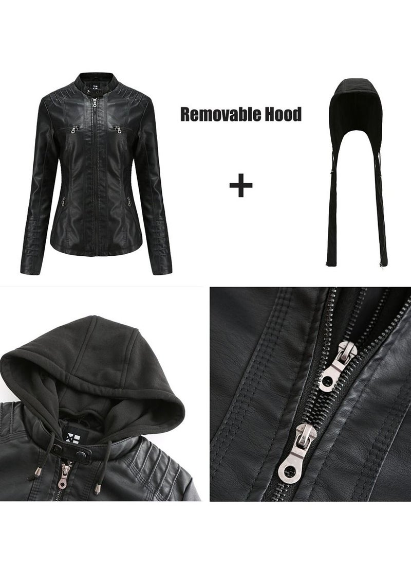 Women's Hooded Leather Jacket Two-Piece Set With Detachable Features Black - pzsku/ZCB4FE823731682F947E1Z/45/_/1691746535/07d972c0-e270-40a8-b410-31fcf064241c