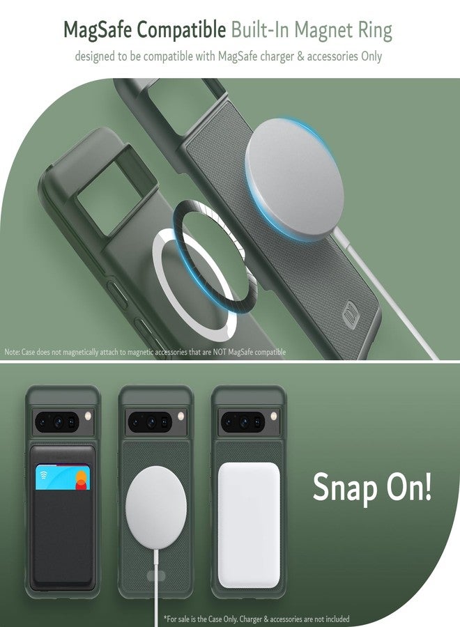 توديا جراب TUDIA MergeGrip مصمم خصيصًا لهاتف Google Pixel 8 Pro 2023، [متوافق مع MagSafe]، جراب حماية نحيف مزدوج الطبقات شديد التحمل ذو حواف مرتفعة مانع للانزلاق، بمواصفات عسكرية - لون أخضر صنوبري - Image 4