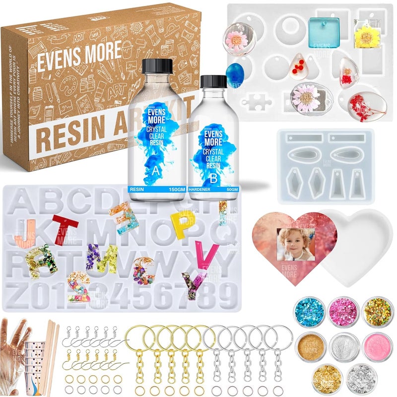 EVENS MORE Alphabet Keychain Number Making With Hole Mould For Resin Art With GlitterMulticolor