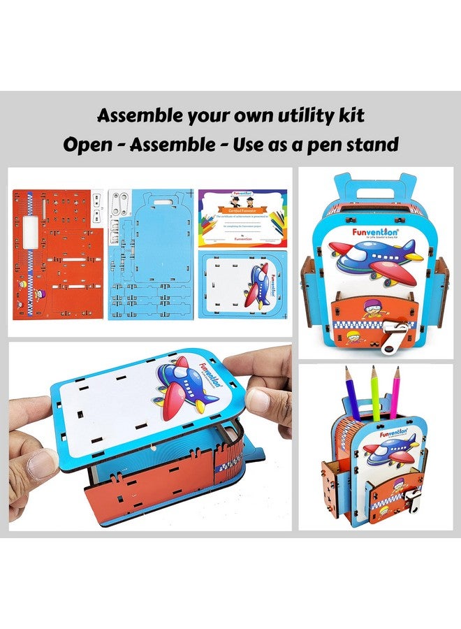 فنفينشين مجموعة من 6 قطع من الخشب الهندسي من Funvention على شكل وحيد القرن + حامل أقلام طائرة DIY منظم مكتب هدايا عيد ميلاد للأطفال بعمر 4 سنوات فما فوق، مجموعة ألغاز فنية وحرفية ثلاثية الأبعاد - Image 4