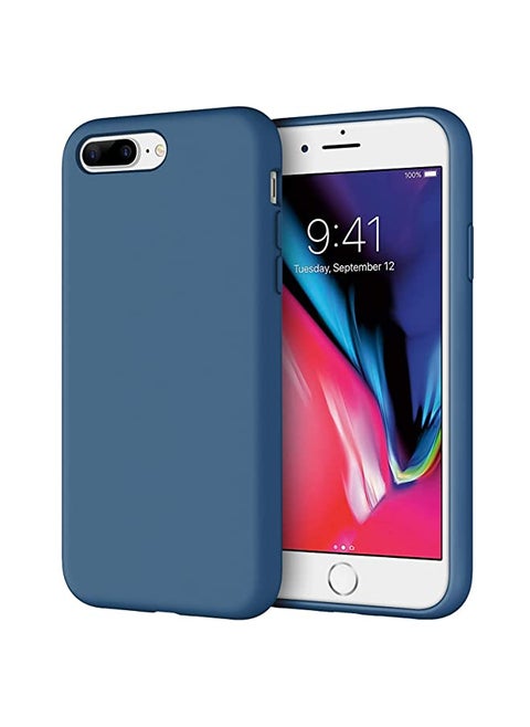 Silicone Case for iPhone 7 Plus, iPhone 8 Plus, 5.5 Inch, Silky-Soft Touch Full-Body Protective Case, Shockproof Cover with Microfiber Lining (Blue Cobalt)