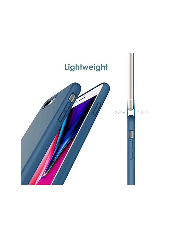 Silicone Case for iPhone 7 Plus, iPhone 8 Plus, 5.5 Inch, Silky-Soft Touch Full-Body Protective Case, Shockproof Cover with Microfiber Lining (Blue Cobalt)