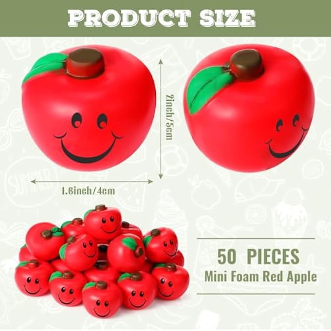 Jerify 50 Pcs Fruit Stress Ball Toys Red Fruit Smile Stress Balls Soft Foam Squishy Party Favors Bulk for Teens and Adults Finger Exercise Stress Anxiety Relief Party Supplies Classroom Gifts - Image 2