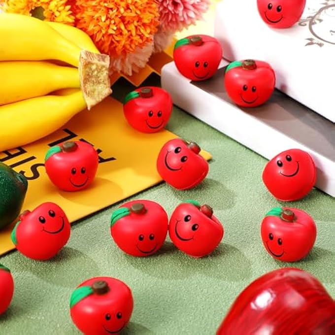 Jerify 50 Pcs Fruit Stress Ball Toys Red Fruit Smile Stress Balls Soft Foam Squishy Party Favors Bulk for Teens and Adults Finger Exercise Stress Anxiety Relief Party Supplies Classroom Gifts - Image 3