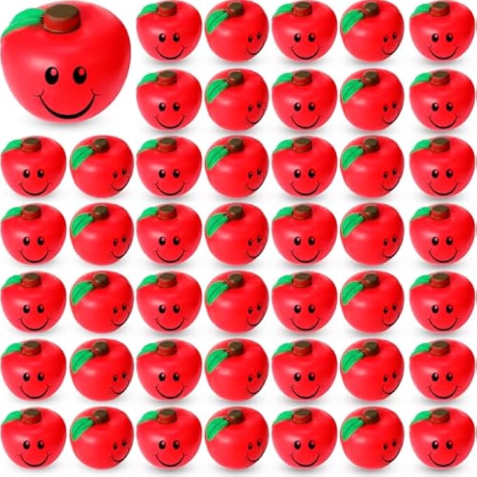 Jerify 50 Pcs Fruit Stress Ball Toys Red Fruit Smile Stress Balls Soft Foam Squishy Party Favors Bulk for Teens and Adults Finger Exercise Stress Anxiety Relief Party Supplies Classroom Gifts - Image 1