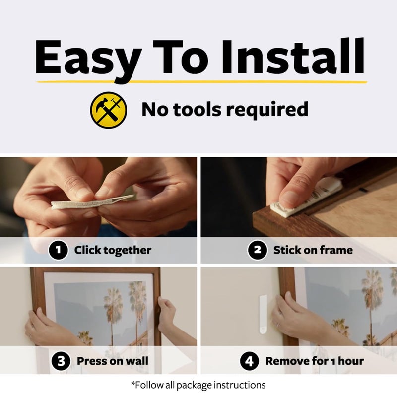 Command شرائط تعليق الصور الكبيرة من 3M، تحمل 7 كجم، بدون تلف، قوية التحمل، تثبت بقوة، خطافات لاصقة للجدران، متعددة الأسطح، خطافات للتعليق (بيضاء، 8 شرائط) - Image 5