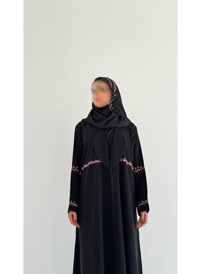 آية MW1750 عباية كريب مع اضافة تطريز يدوي - Image 1