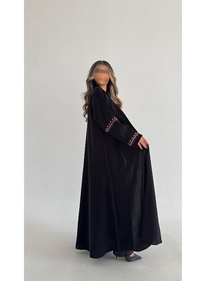 آية MW1750 عباية كريب مع اضافة تطريز يدوي - Image 2