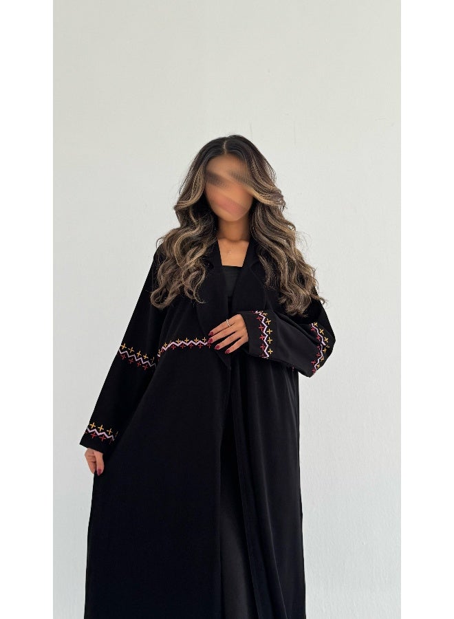 آية MW1750 عباية كريب مع اضافة تطريز يدوي - Image 5