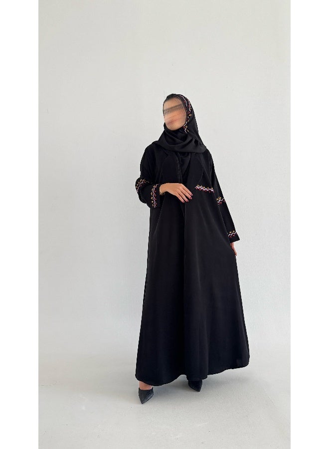 آية MW1750 عباية كريب مع اضافة تطريز يدوي - Image 3