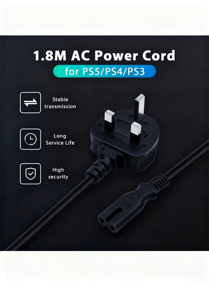 سَهْل تِك 1.8 متر كابل طاقة UK | معتمد IEC320C7 إلى BS 1363 | Figure 8 مع سلك غلاية | لأجهزة PS5/PS4/PS3/PS | متوافق مع أجهزة تلفزيون Samsung وLG وPhilips وToshiba والطابعات - Image 2