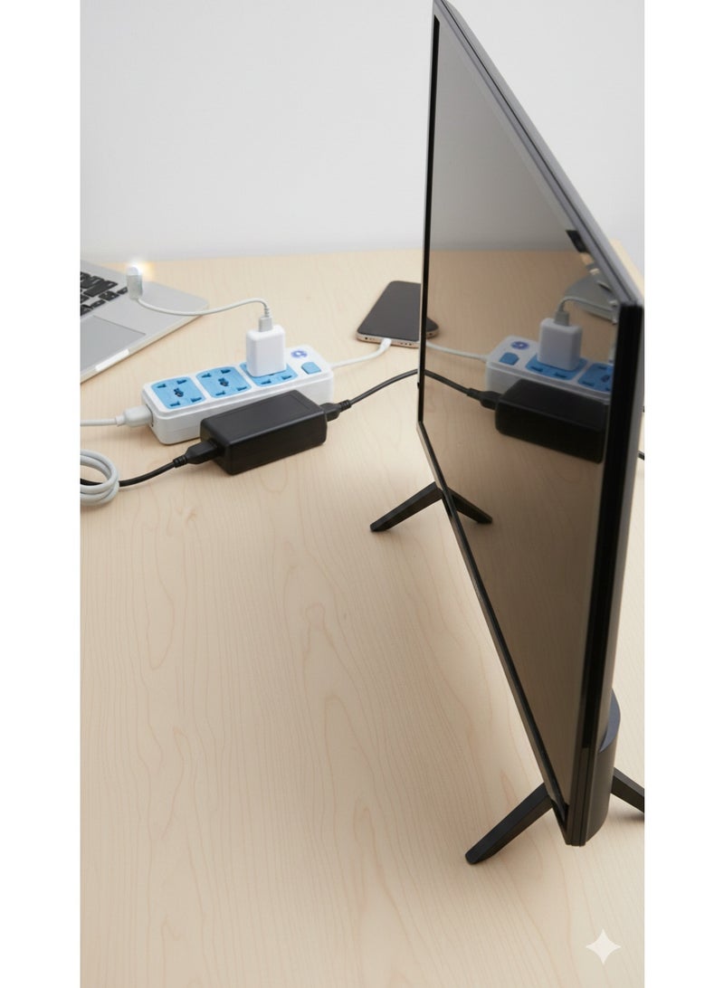 AQWS توصيلة كهربائية Ex-1242 بـ 3 منافذ مع مفتاح تحكم، محول قابس عالمي، مقبس شحن مع سلك تمديد بطول 3 متر (أبيض) - Image 2