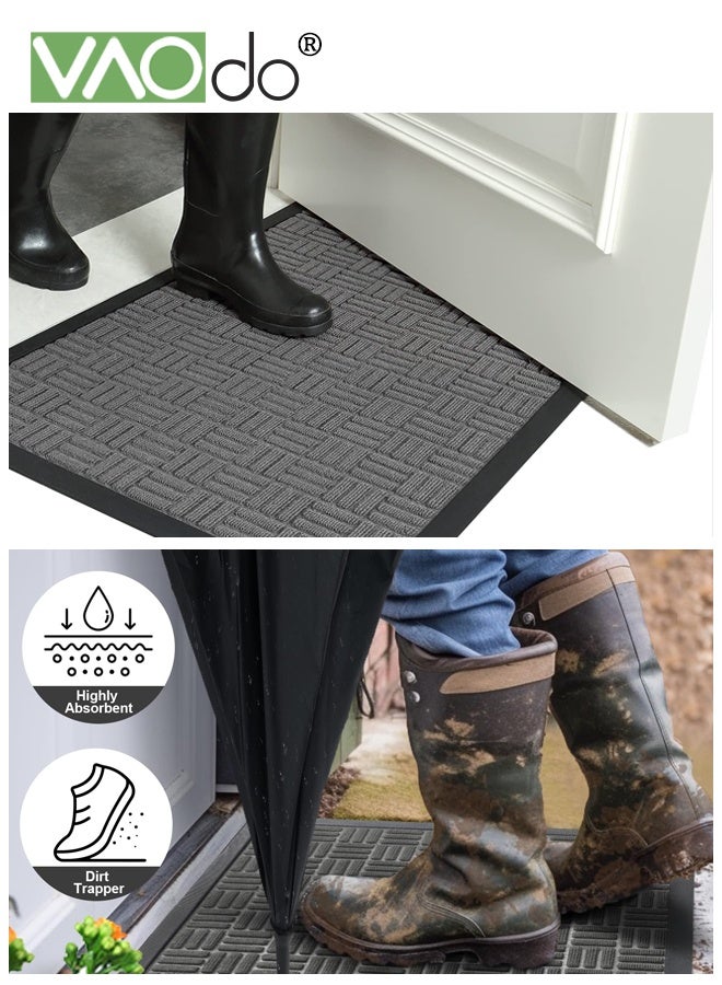 VAOdo Front Door Mat, Heavy Duty Durable Welcome Mat for Outdoor Indoor, Dirt Trapper Waterproof Super Absorbent Door Mat, Anti-Slip Trapping Rugs for Entryway Outside Patio Porch - Image 3