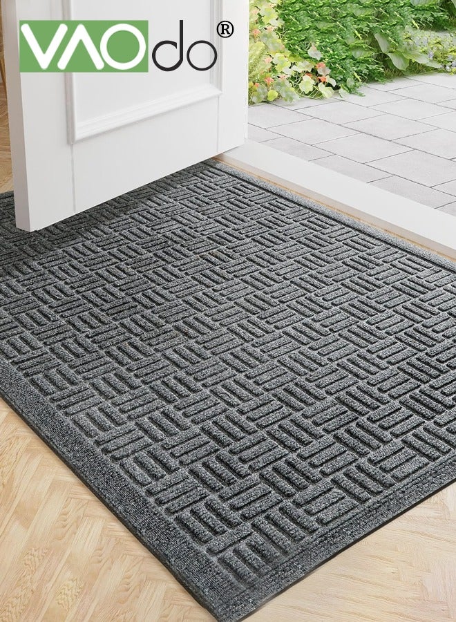 VAOdo Front Door Mat, Heavy Duty Durable Welcome Mat for Outdoor Indoor, Dirt Trapper Waterproof Super Absorbent Door Mat, Anti-Slip Trapping Rugs for Entryway Outside Patio Porch - Image 1