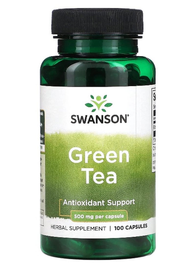SWANSON سوانسون، شاي أخضر، 500 ملغ، 100 كبسولة - Image 1