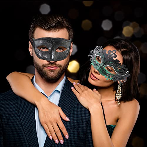 Coddsmz Couple Masquerade Mask Set Venetian Party Mardi Gras Halloween Costume Fancy Dress Mask for Women Men - Image 3