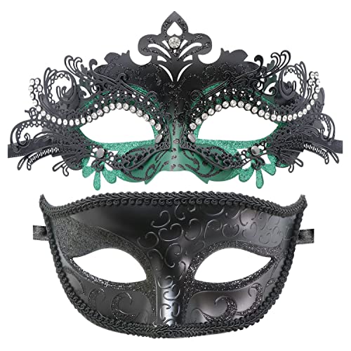 Coddsmz Couple Masquerade Mask Set Venetian Party Mardi Gras Halloween Costume Fancy Dress Mask for Women Men - Image 1