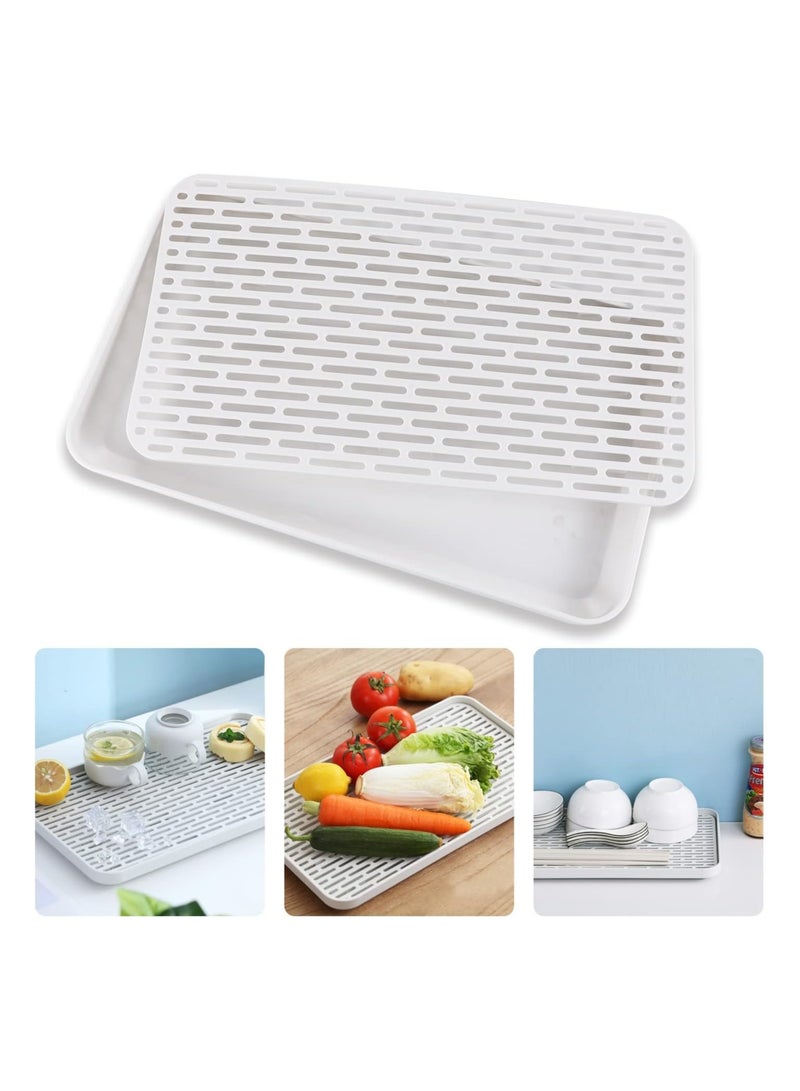 Drainer with Drip Tray, Kitchen Sink Board, Dish Drain Board for Kitchen Counter, Water Drip Tray Holder for Fruit Cup Utensil Bathroom Accessories, Coffee Tea Trays 12'' x 7” - Image 1