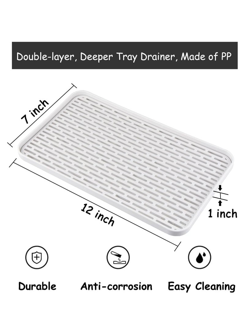 Drainer with Drip Tray, Kitchen Sink Board, Dish Drain Board for Kitchen Counter, Water Drip Tray Holder for Fruit Cup Utensil Bathroom Accessories, Coffee Tea Trays 12'' x 7” - Image 3