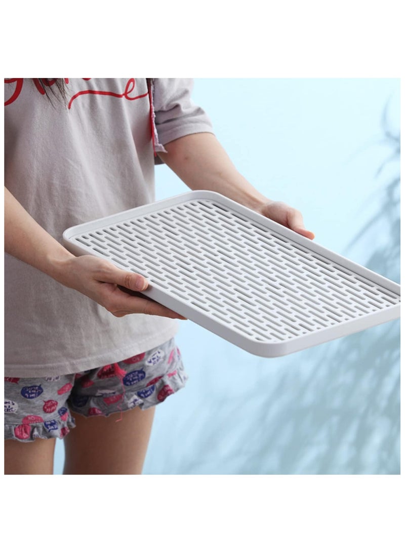 Drainer with Drip Tray, Kitchen Sink Board, Dish Drain Board for Kitchen Counter, Water Drip Tray Holder for Fruit Cup Utensil Bathroom Accessories, Coffee Tea Trays 12'' x 7” - Image 5
