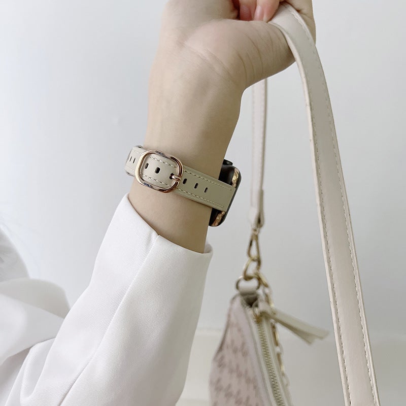 Suitable For Iwatch7 Apple Strap Small Waist Applewatch654321 Generation Se Leather Strap For Girls Thin - Image 5