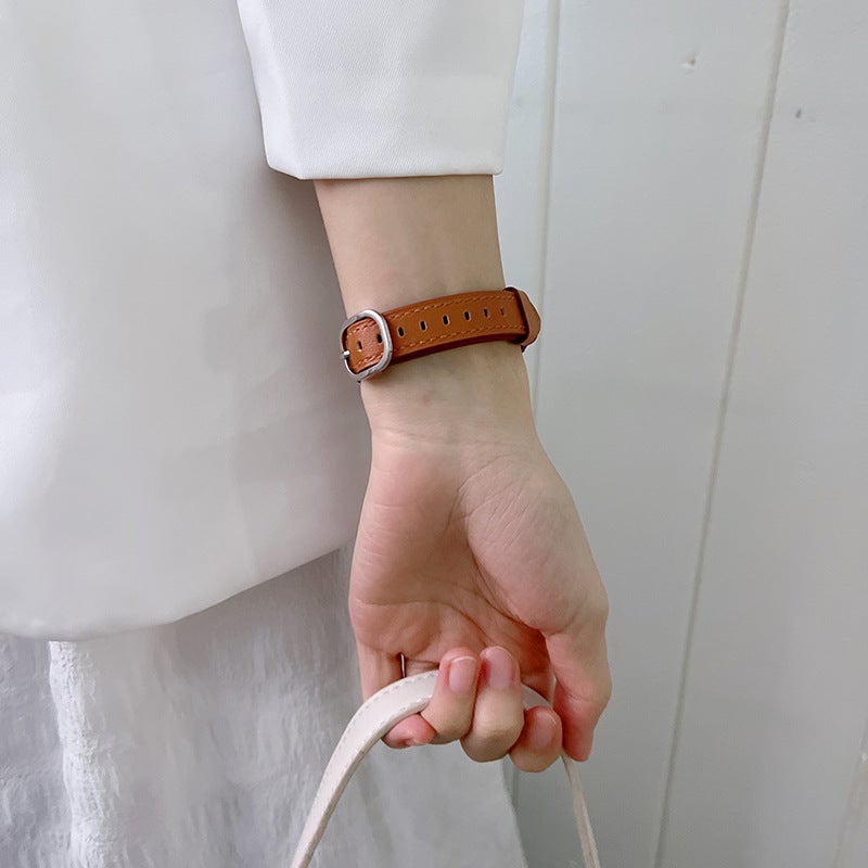 Suitable For Iwatch7 Apple Strap Small Waist Applewatch654321 Generation Se Leather Strap For Girls Thin - Image 2