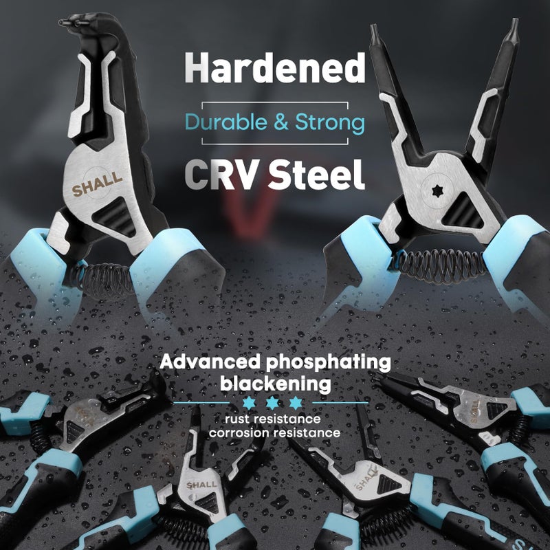 SHALL Snap Ring Pliers Set, 4-Piece Heavy Duty 7" Snap Ring Pliers, Snap Ring Pliers with 5/64" Tip, Inverted Ring Remover Bracket Pliers with Portable Case - Image 2