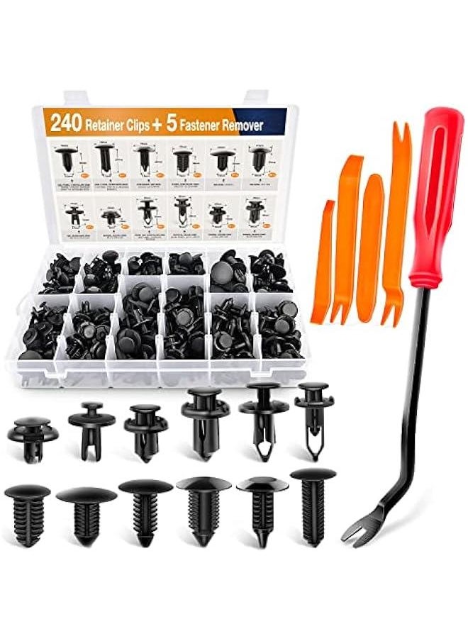 Generic - GRC-33 240PCS Bumper Retainer Clips Car Plastic Rivets Fasteners Push Retainer Kit Most Popular Sizes Auto Push Pin Rivets Set -Door Trim Panel Fender Clips for GM Ford Toyota Honda Chrysler  - Image 1