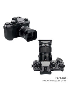 JJC Square Metal Bayonet Lens Hood Shade for Fuji Fujifilm XF 30mm f/2.8 R LM WR Macro Lens, XF30mm F2.8 Lens Hood on X-T5 XT5 X-T4 X-T30 II X-T30II XT30II X-E4 X-S10 X-T200, with Protective Hood Cap  - Image 2