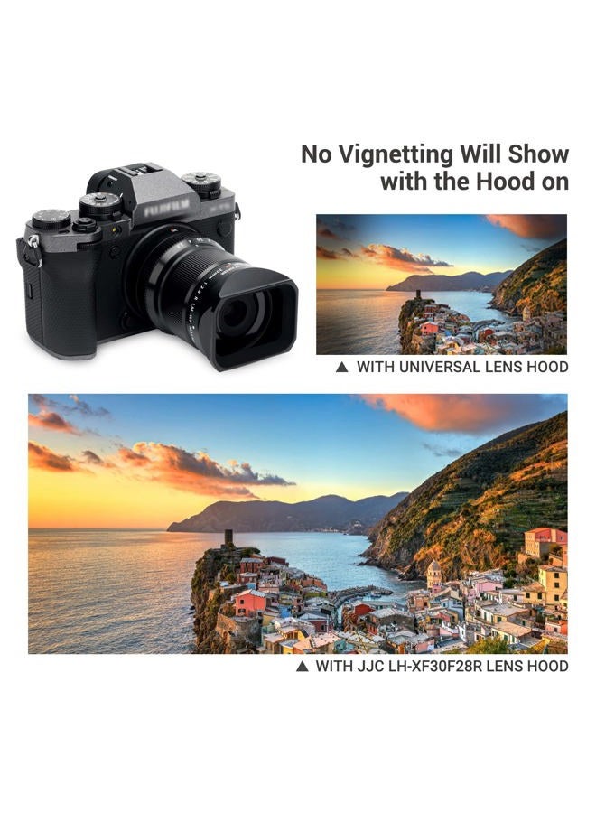 JJC Square Metal Bayonet Lens Hood Shade for Fuji Fujifilm XF 30mm f/2.8 R LM WR Macro Lens, XF30mm F2.8 Lens Hood on X-T5 XT5 X-T4 X-T30 II X-T30II XT30II X-E4 X-S10 X-T200, with Protective Hood Cap - Image 5