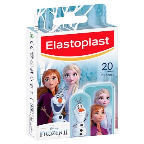Elastoplast Disney Frozen Assorted Sizes 20 Pieces Coloured First Aid Plasters for Children Kids Plasters with Frozen Designs
