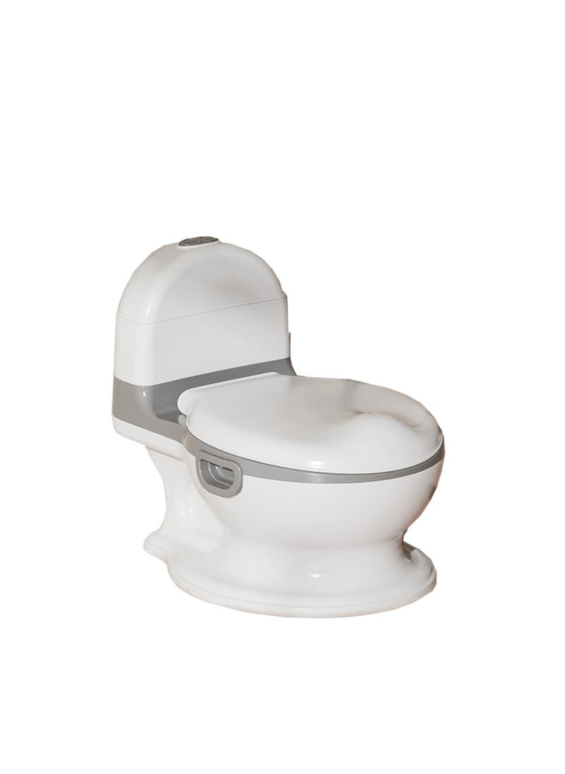 Moms Magic Baby Toilet PU with Seat Cushion – Artificial Potty with Flush Option, Tissue Holder, PVC/PU Cushions for Comfortable Potty Training – Grey  - Image 1