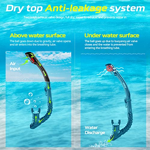 Wave Nearsighted Snorkel Gear, Nearsighted Dry Snorkel Mask Set for Adult Youth, Nearsighted Anti Fog Diving Mask with Detachable Camera Mount & Adjustable Strap for Scuba Diving, Snorkeling, Freediving - Image 4