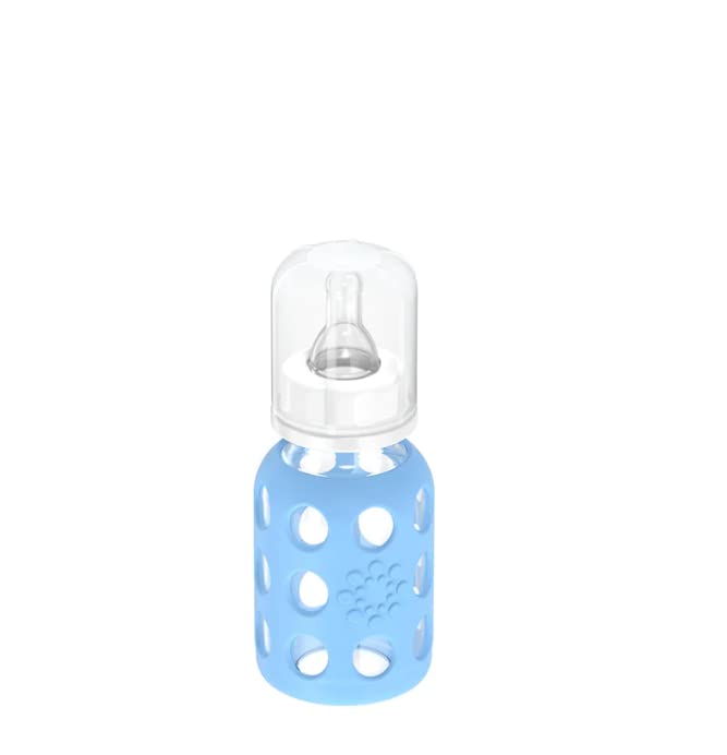 Lifefactory Glass Baby Bottle BPA Free | Protective Silicone Sleeve| 4 oz & 9 oz Pack of 4 | Cobalt & Sky Blue - Image 3