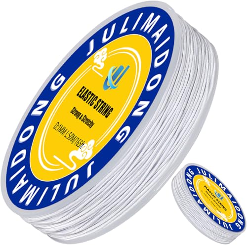 JULIMAIDONG 10mm Elastic Bracelet String Cord Crystal Stretch Bead Cord for Bracelets Jewelry Making Clear Stretchy Elastic String for Beading Transparent Thread 10MMWhite165ft - Image 1