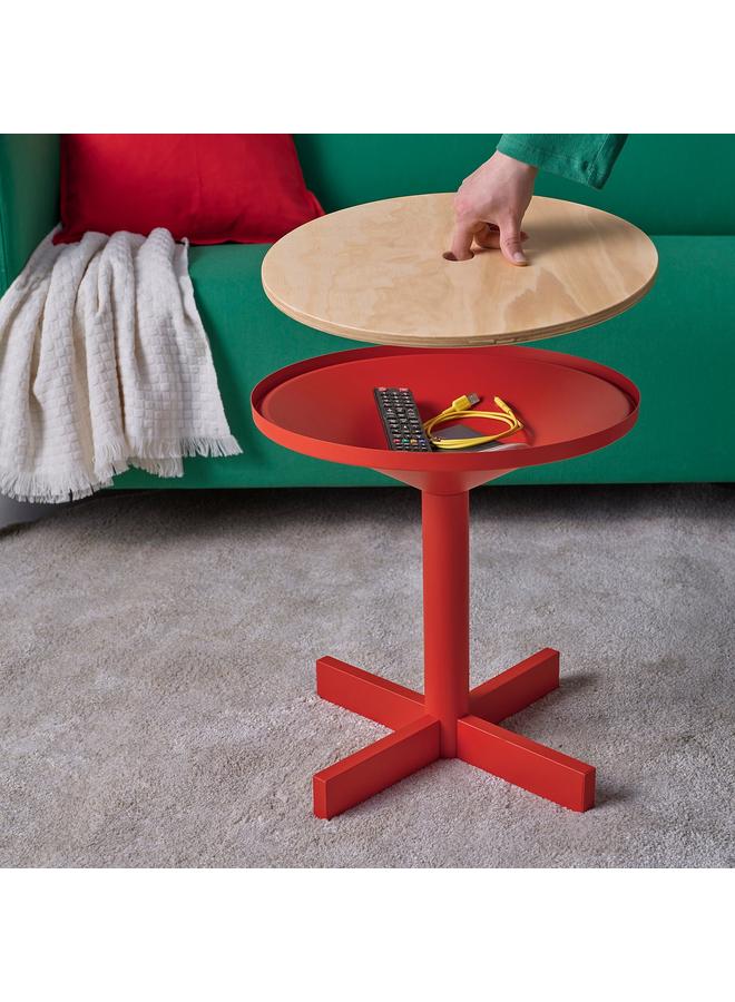 Green Tiger Side Table, Pine Plywood/Bright Red - Image 5