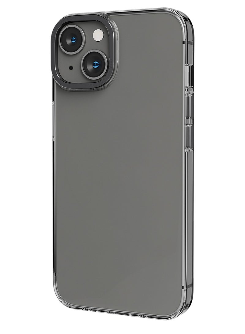 LEVELO iPhone 14 Case Sensa Clear Back Cover with Metal Camera Ring / Lifted Ring Case / Slim Profile / Easy Snap-On / Drop & Bumper Protection / Anti-Shock Proof - Clear/Grey - Image 1