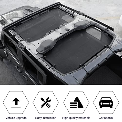 RT-TCZ غطاء سقف شبكي لحماية من الشمس RT-TCZ للأشعة فوق البنفسجية لجيب رانجلر JLU وغلاديator JT 4 أبواب 2018-2025، أسود - Image 4