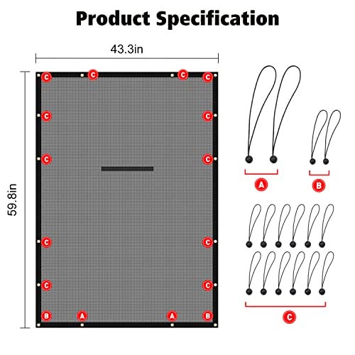 RT-TCZ غطاء سقف شبكي لحماية من الشمس RT-TCZ للأشعة فوق البنفسجية لجيب رانجلر JLU وغلاديator JT 4 أبواب 2018-2025، أسود - Image 5